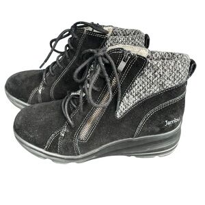 Jambu - Stella Water Resistant Lace-Up Wedge Ankle Booties Black - Size 7.5